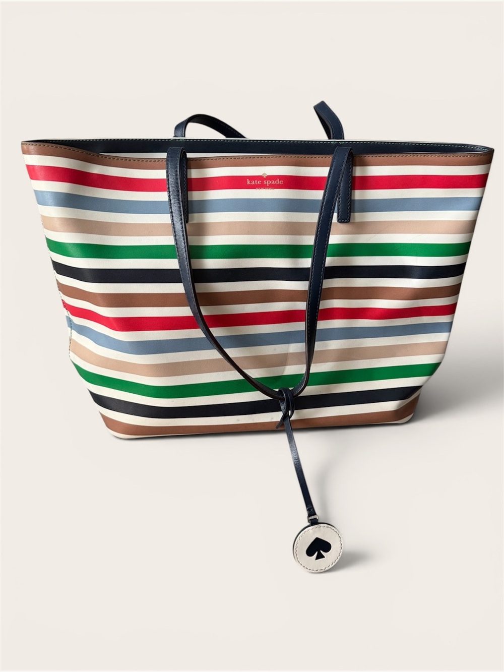 kate spade Navy-Trim Multicolor Striped Tote